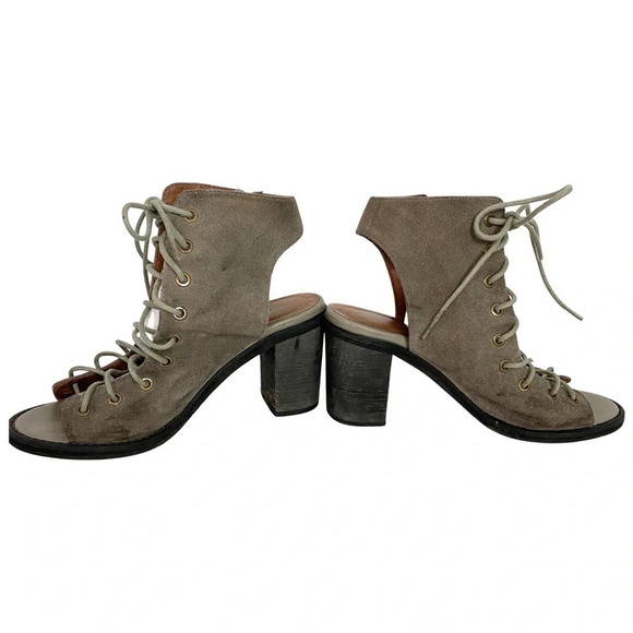 Jeffrey Campbell For Free People Cors Lace Up Suede Booties Heels Shoes Size 8 - Picture 7 of 16